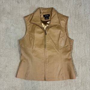Vintage Y2K Mark Alan Women M Brown Leather Vest Indie Sleaze Grunge Gilmore